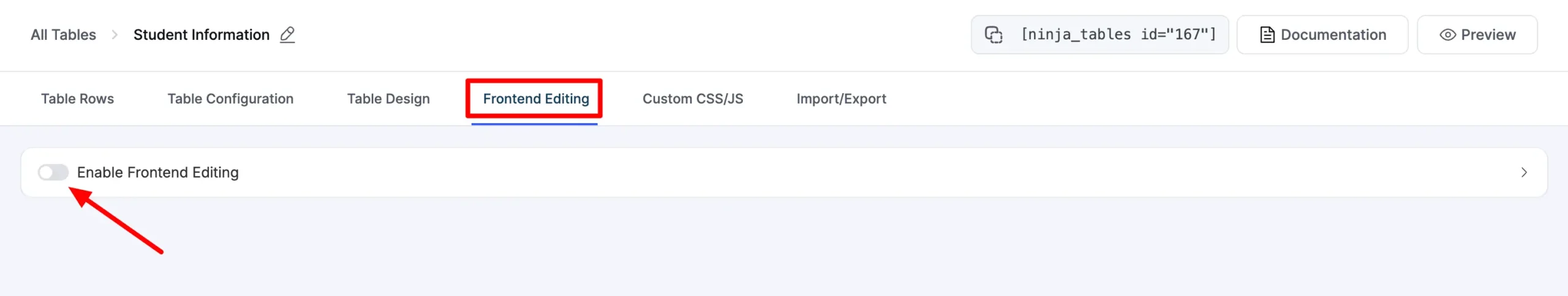 Enable Frontend Editing