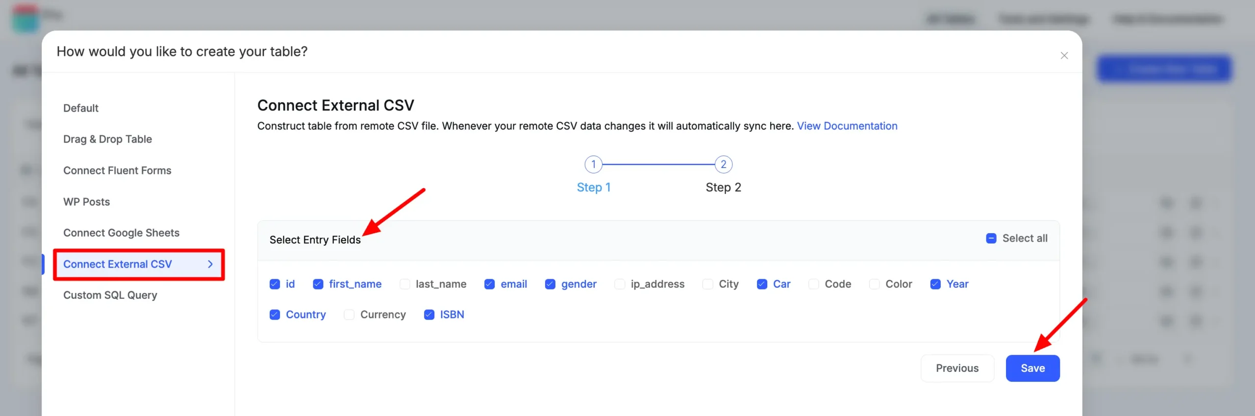 Construct Table CSV