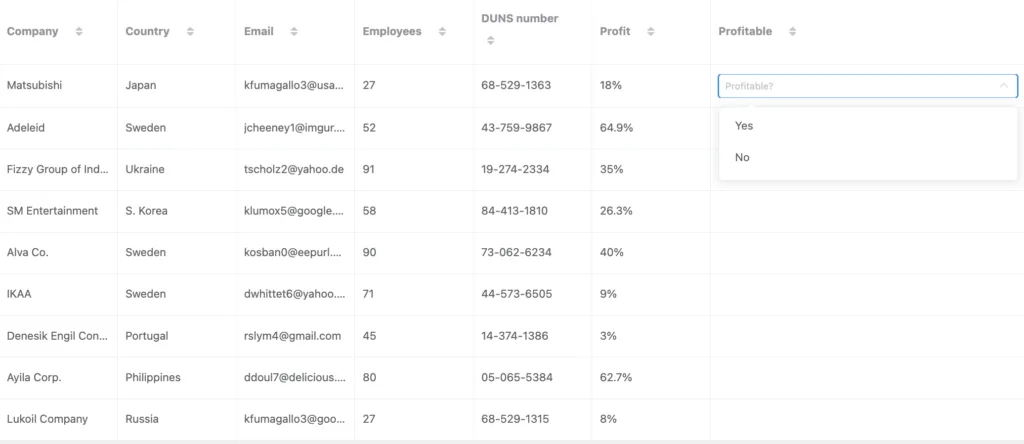 select field dropdown