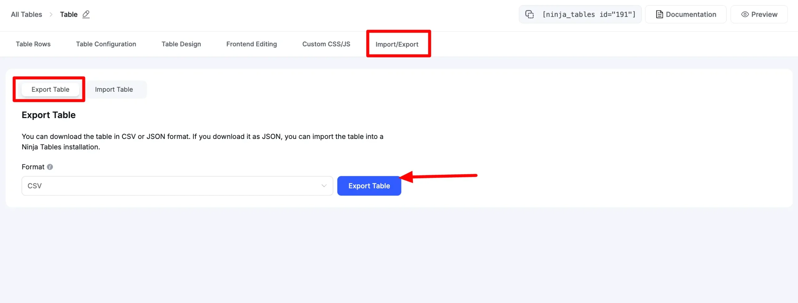 Export Data