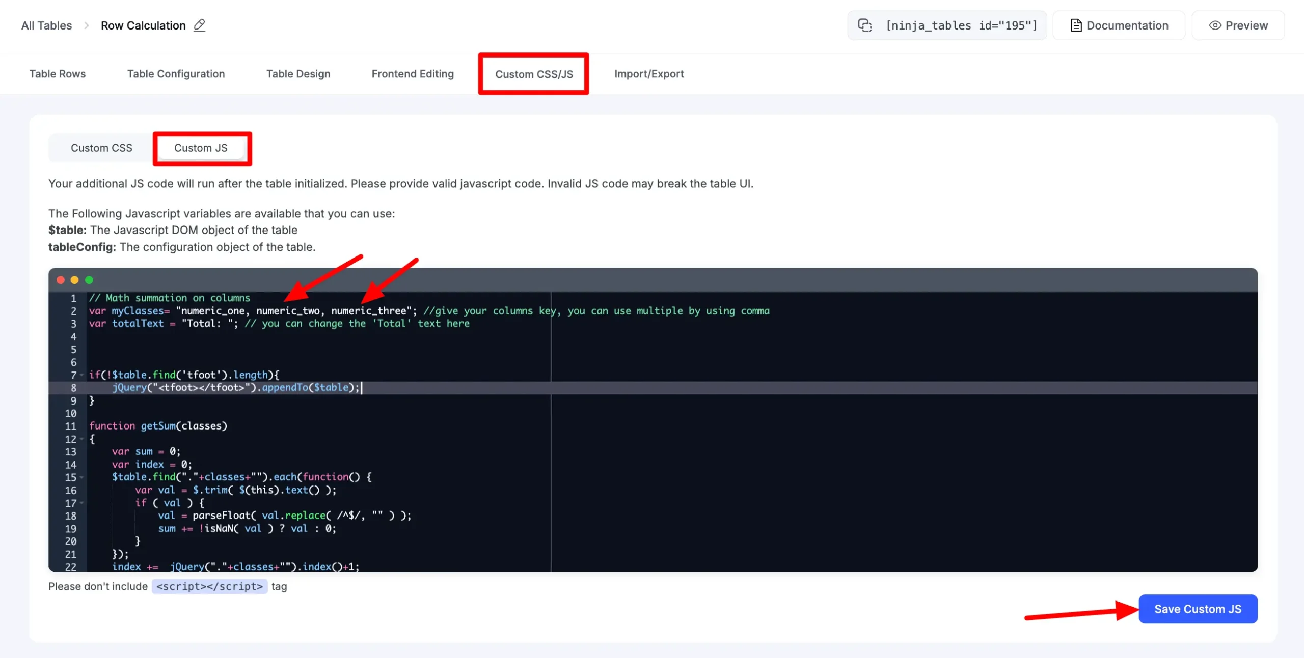Example: using three column