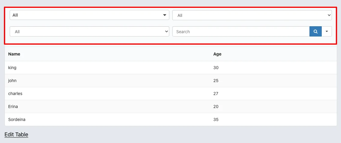 custom filter appearance